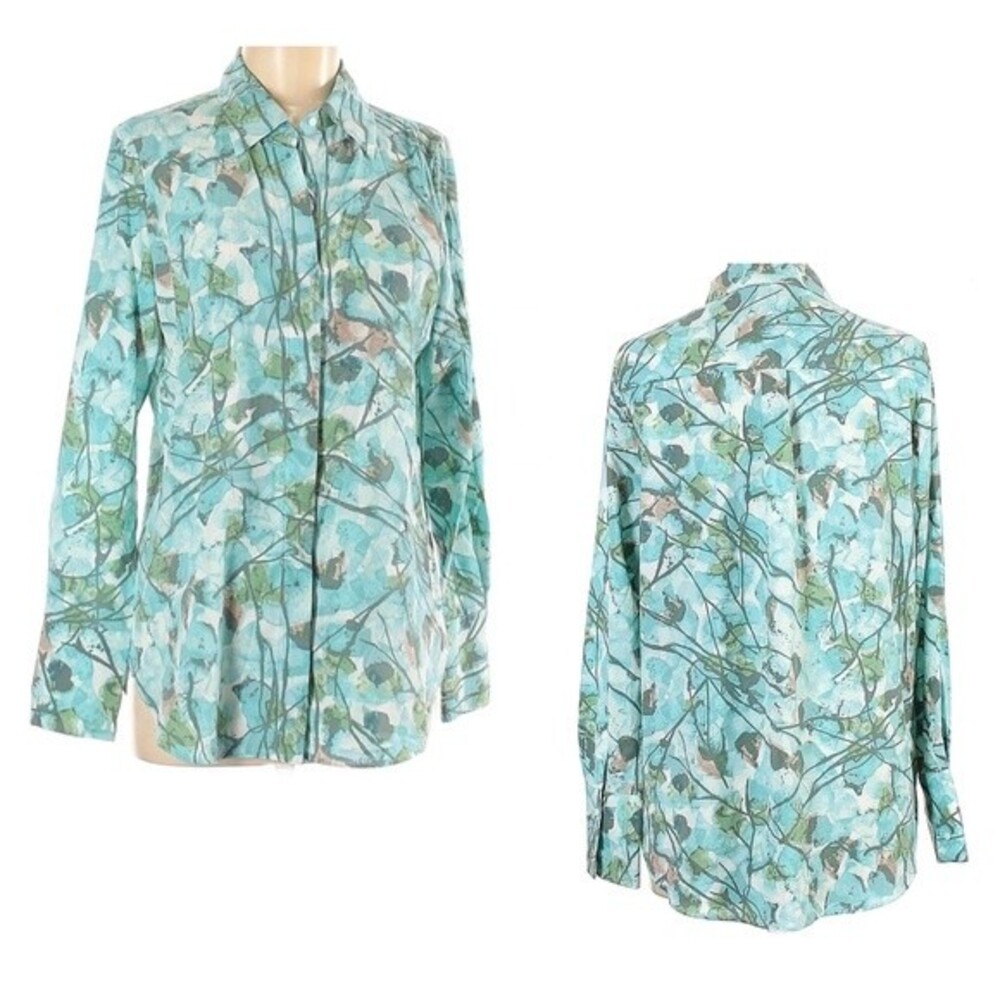 Prologue long sleeve ice blue button up top size small NWOT